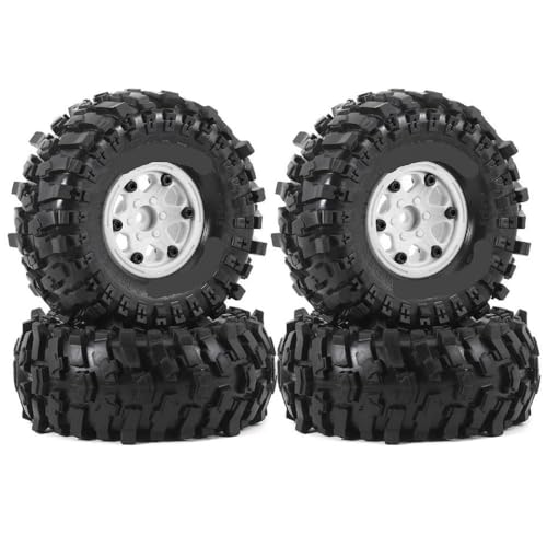 ZJNWTVUH 4PCS Grüne Kunststoffrad -Hub 1,9 -Zoll -Gummi -Reifenräder kompatibel mit 1:10 RC -Crawler -Modellen 90046 AXI03007(4pcs White) von ZJNWTVUH