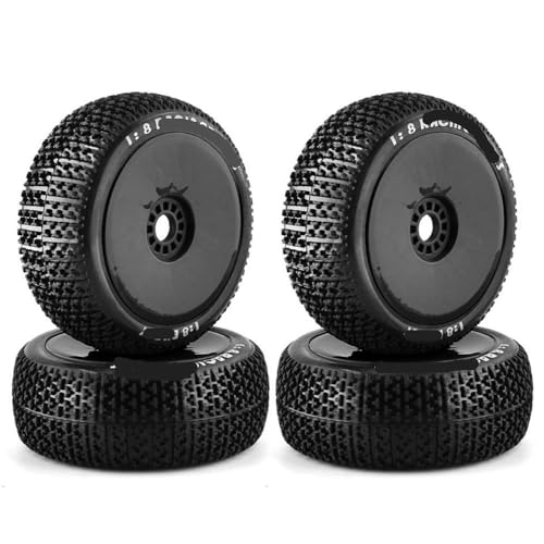 ZJNWTVUH 4PCS Off-Road 1/8 RC Buggy Tyres Räder 17mm Sechskant kompatibel mit verschiedenen RC-Car-Trucks Truggies(4pcs Black) von ZJNWTVUH