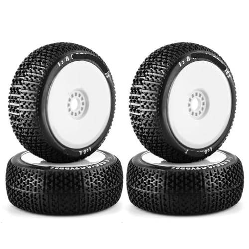 ZJNWTVUH 4PCS Off-Road 1/8 RC Buggy Tyres Räder 17mm Sechskant kompatibel mit verschiedenen RC-Car-Trucks Truggies(4pcs White) von ZJNWTVUH