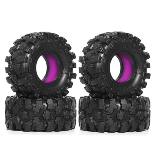 ZJNWTVUH 4pcs 1,0-Zoll-Reifen mit Einsätzen Kompatibel mit 1/18 1/24 RC-Crawler-Fahrzeuge mit XC-1 RTR SCX24 AX24 FMS kompatibel(4pcs Purple) von ZJNWTVUH