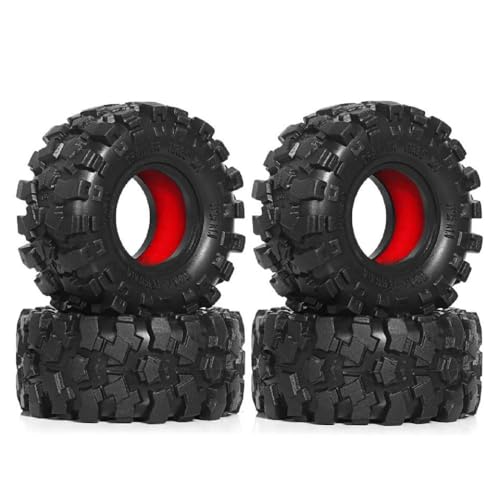 ZJNWTVUH 4pcs 1,0-Zoll-Reifen mit Einsätzen Kompatibel mit 1/18 1/24 RC-Crawler-Fahrzeuge mit XC-1 RTR SCX24 AX24 FMS kompatibel(4pcs Red) von ZJNWTVUH