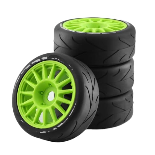 ZJNWTVUH 4pcs 1/8 Skala Gummireifen und Räder Kompatibel mit RC-Rennwagen auf der Straße kompatibel mit verschiedenen Marken, einschließlich I.(4pcs Green) von ZJNWTVUH