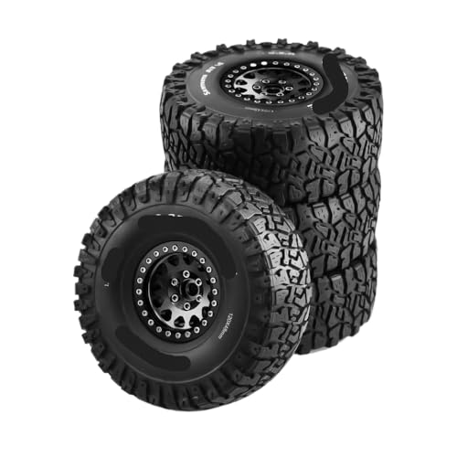 ZJNWTVUH 4pcs 1,9 -Zoll -Perldlock -Radfelgen und Gummireifen Kompatibel mit 1/10 -Skala -RC -Rock -Crawler, die mit verschiedenen Modellen kompatibel sind(Black) von ZJNWTVUH