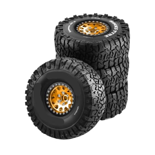 ZJNWTVUH 4pcs 1,9 -Zoll -Perldlock -Radfelgen und Gummireifen Kompatibel mit 1/10 -Skala -RC -Rock -Crawler, die mit verschiedenen Modellen kompatibel sind(Yellow) von ZJNWTVUH