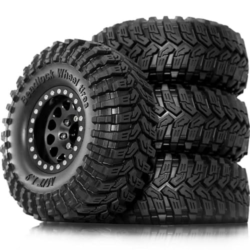 ZJNWTVUH 4pcs 1,9 -Zoll -Perldlock -Räder und Reifen Felgen mit 8,9 mm OD 4,53 Zoll kompatibel mit 1/10 RC Crawler Cars TRX6 90046 CC01 D110 kompatibel(4pcs Black) von ZJNWTVUH