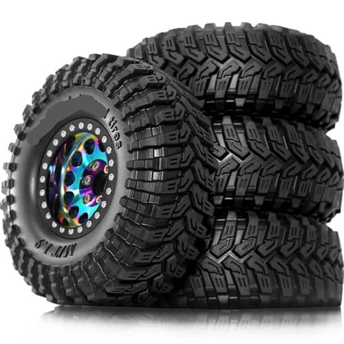 ZJNWTVUH 4pcs 1,9 -Zoll -Perldlock -Räder und Reifen Felgen mit 8,9 mm OD 4,53 Zoll kompatibel mit 1/10 RC Crawler Cars TRX6 90046 CC01 D110 kompatibel(4pcs Multicolour) von ZJNWTVUH