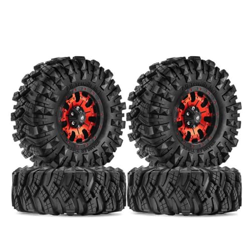 ZJNWTVUH 4pcs 1,9 -Zoll -Radfelgen und Reifen, die mit 1:10 RC Rock Crawler 90046 Gen8 RBX10 kompatibel sind(A003 red) von ZJNWTVUH