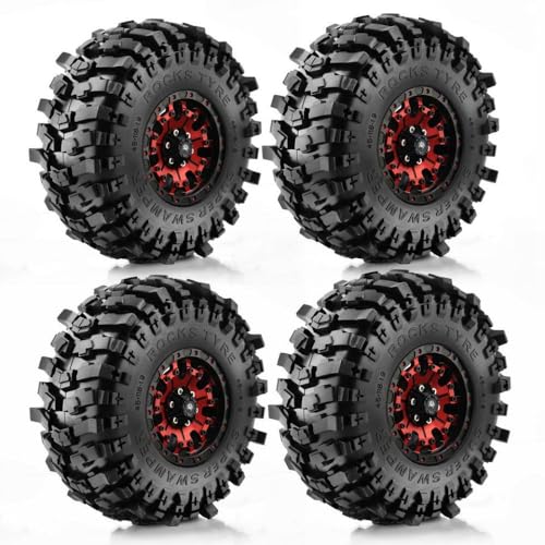 ZJNWTVUH 4pcs 1,9 -Zoll -Radfelgen und Reifen, die mit 1:10 RC Rock Crawler 90046 Gen8 RBX10 kompatibel sind(F001 red) von ZJNWTVUH