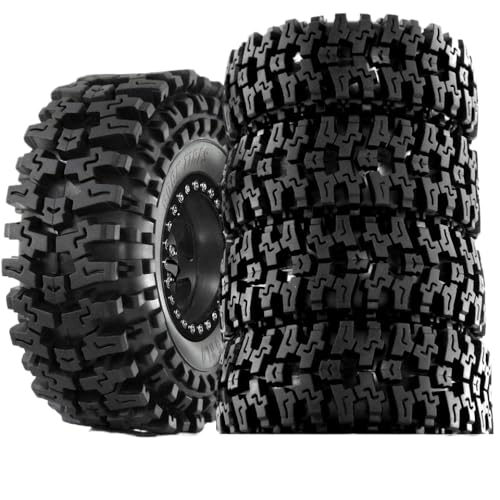 ZJNWTVUH 4pcs 120 mm Metall 1,9 Zoll Beadlock Wheel Rad Rand Tire Set kompatibel mit 1/10 RC -Crawler -Autos Kompatibel mit Verschiedene Modelle(Black) von ZJNWTVUH