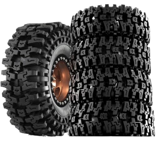 ZJNWTVUH 4pcs 120 mm Metall 1,9 Zoll Beadlock Wheel Rad Rand Tire Set kompatibel mit 1/10 RC -Crawler -Autos Kompatibel mit Verschiedene Modelle(Brown) von ZJNWTVUH