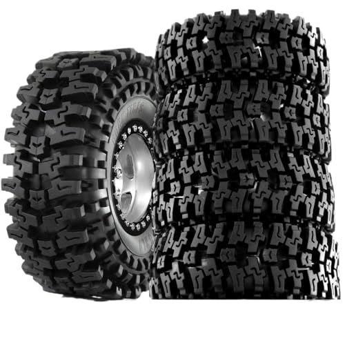 ZJNWTVUH 4pcs 120 mm Metall 1,9 Zoll Beadlock Wheel Rad Rand Tire Set kompatibel mit 1/10 RC -Crawler -Autos Kompatibel mit Verschiedene Modelle(Silvery) von ZJNWTVUH