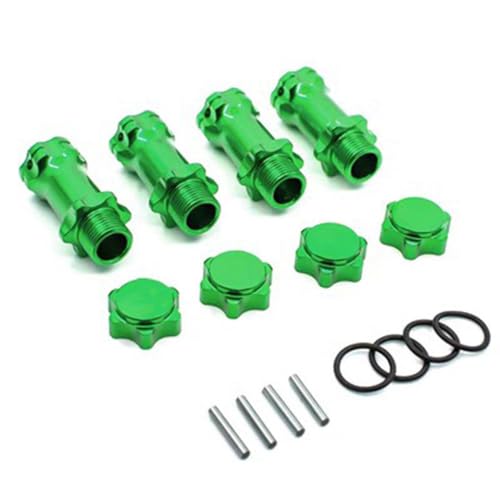 ZJNWTVUH 4pcs 17mm M17 37mm M37 Rad Hub-Hub-Hub-Verlängerungsadapter mit 12 mm Anti-Staubkappen Kompatibel mit 1/8 kompatible RC-Modellauto-Teile(Green) von ZJNWTVUH