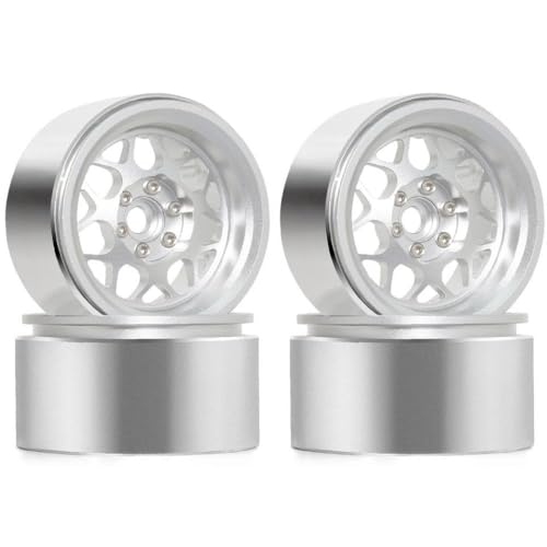 ZJNWTVUH 4pcs 2,2 -Zoll -Aluminium -Beadlock -Räder 65mm OD 12mm Sechskant kompatibel mit 1/10 RC -Crawler -Modellen(Silvery) von ZJNWTVUH