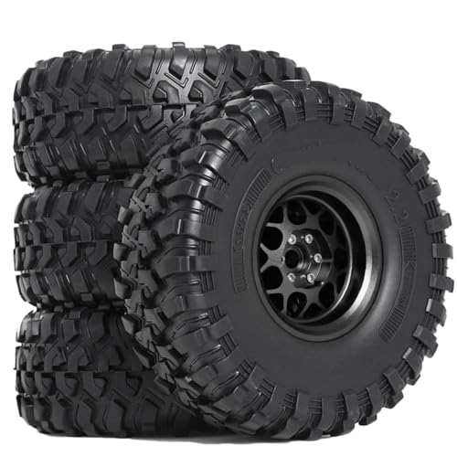 ZJNWTVUH 4pcs 2,2 -Zoll -Metall -Perldlock -Räder und Reifen Einstellen mit 1/10 RC -Crawler und Modellen mit einem Durchmesser von 1/10 RC.(4pcs Black) von ZJNWTVUH
