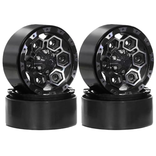 ZJNWTVUH 4pcs Aluminium 1,9 Beadlock -Räder 12mm Sechskantkompatibel mit beliebtem 1/10 RC Crawlers Pro TRX6 VS410 Gen8(Black) von ZJNWTVUH