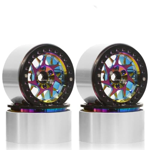 ZJNWTVUH 4pcs Aluminium 1,9 Beadlock Wheel Rims kompatibel mit 1/10 RC-Crawler-Autos wie VS4-10 und Gen8 von ZJNWTVUH