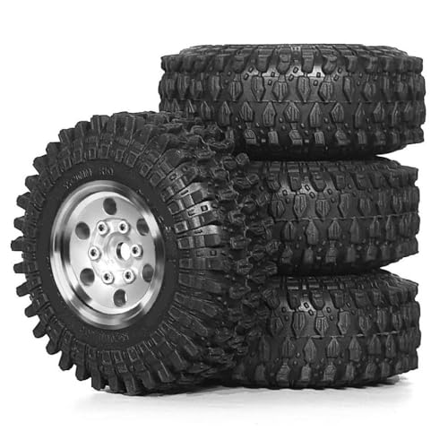 ZJNWTVUH 4pcs Crawler -Reifen und Beadlock -Felgen Kompatibel mit 1:24 1:18 RC Rock Crawler kompatibel mit SCX24 AX24 FMS FCX18(4pcs Silvery) von ZJNWTVUH