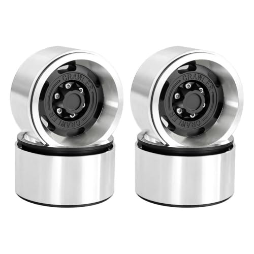 ZJNWTVUH Aluminium 1,9 Beadlock Wheel Rims Set von 4 rot kompatibel mit 1/10 RC Crawler VS4-10 Gen8(Black 4pcs) von ZJNWTVUH