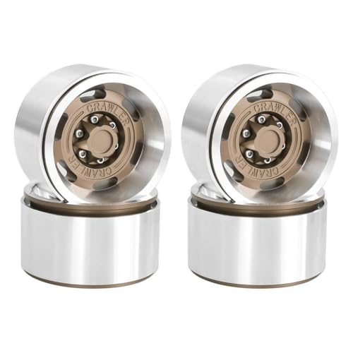 ZJNWTVUH Aluminium 1,9 Beadlock Wheel Rims Set von 4 rot kompatibel mit 1/10 RC Crawler VS4-10 Gen8(Bronze 4pcs) von ZJNWTVUH