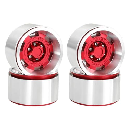 ZJNWTVUH Aluminium 1,9 Beadlock Wheel Rims Set von 4 rot kompatibel mit 1/10 RC Crawler VS4-10 Gen8(Red 4pcs) von ZJNWTVUH