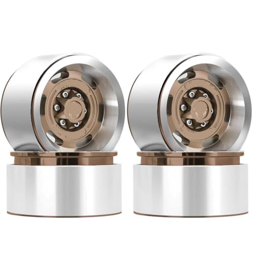 ZJNWTVUH Aluminiumrad Rand 1,9 Zoll Versatz -9 mm kompatibel mit Pro VS4-10 Gen8 1/10 RC Crawler Car(Brown 4pcs) von ZJNWTVUH