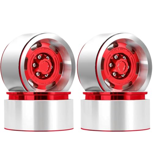 ZJNWTVUH Aluminiumrad Rand 1,9 Zoll Versatz -9 mm kompatibel mit Pro VS4-10 Gen8 1/10 RC Crawler Car(Red 4pcs) von ZJNWTVUH