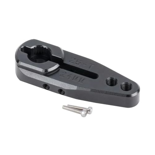 ZJNWTVUH CNC 7075 Aluminium-Klemm-Servohorn 25T Kompatibel mit 20 mm und 24 mm, kompatibel mit verschiedenen 1/10 Buggy-Modellen(Black 24mm) von ZJNWTVUH