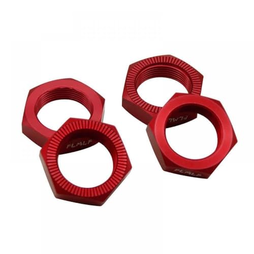 ZJNWTVUH CNC Upgrade 24 -mm -Nuss -Kit Kompatibel mit vordere hintere Reifenrad -Hubs kompatibel mit 1/5 RC -Autos Buggy -Teilen kompatibel(Red) von ZJNWTVUH