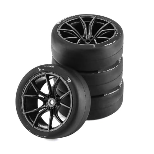 ZJNWTVUH RC -Driftreifen und Plastikradfelgen Rallye Rennreifen 12mm Sechskant kompatibel mit 1:10 Skala auf Straßen Touring Street Autos(4pcs Black) von ZJNWTVUH