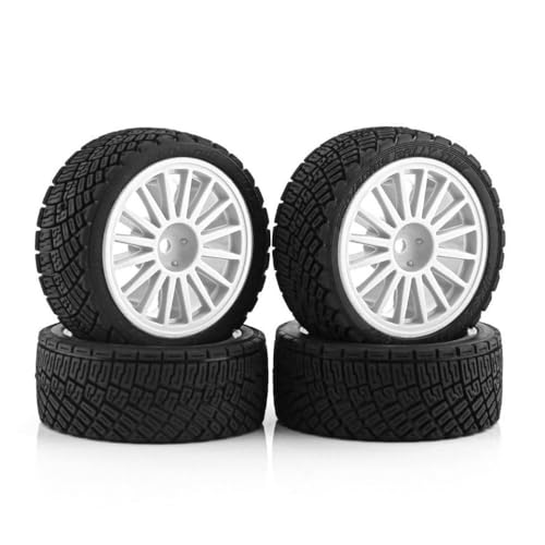 ZJNWTVUH RS 1/10 RC Rallye auf Straßenreifen Plastikräder kompatibel mit verschiedenen Modellen Kompatibel mit RC -Rennwagen(4pcs White) von ZJNWTVUH