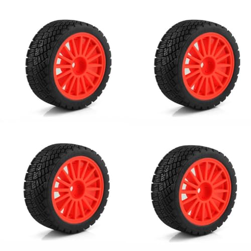 ZJNWTVUH RS 1/10 RC Rallye auf Straßenreifen Plastikräder kompatibel mit verschiedenen Modellen Kompatibel mit RC -Rennwagen(4pcs red) von ZJNWTVUH
