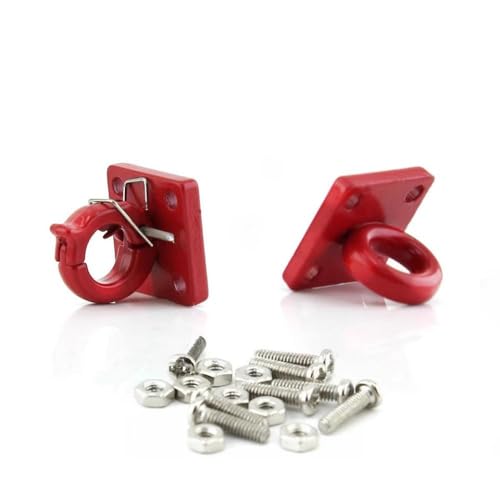 ZJNWTVUH Rot Metall D-Ring Tow Hook Stoßfänger 2pcs kompatibel mit 1/10 RC Crawler Cars Universal Upgrade-Teile(Red) von ZJNWTVUH
