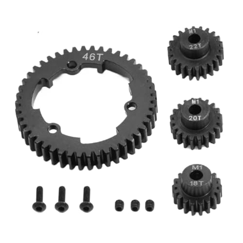 ZJNWTVUH Stahlsporngetriebe 46T 50T 52T 54T und Ritzelgetriebe M1 18 20 22T kompatibel mit 1/5 1/10 2.0 VXL Maxx -Upgrade -Teile(46T) von ZJNWTVUH