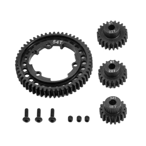 ZJNWTVUH Stahlsporngetriebe 46T 50T 52T 54T und Ritzelgetriebe M1 18 20 22T kompatibel mit 1/5 1/10 2.0 VXL Maxx -Upgrade -Teile(54T) von ZJNWTVUH