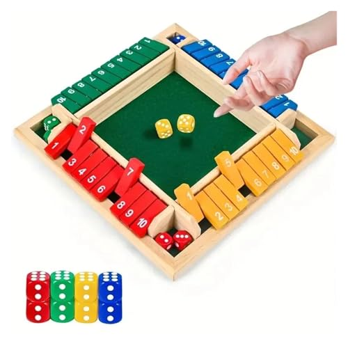 2-in-1-Würfelspielbrett Aus Holz, Lustiges Brett for Familientreffen, Mehrfarbige Digitale Brettspiele for Familientreffen(Wooden Dice Game MUL) von ZJPOJPH