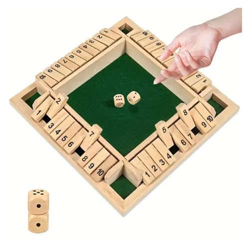 2-in-1-Würfelspielbrett Aus Holz, Lustiges Brett for Familientreffen, Mehrfarbige Digitale Brettspiele for Familientreffen(Wooden Dice Game gre) von ZJPOJPH
