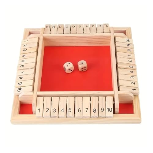 2-in-1-Würfelspielbrett Aus Holz, Lustiges Brett for Familientreffen, Mehrfarbige Digitale Brettspiele for Familientreffen(Wooden Dice Game red) von ZJPOJPH