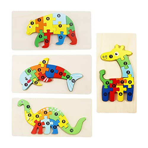 ZJRung 4 Stück Holzpuzzle für Kinder Ab 2 3 4 5 Jahre Holzspielzeug Steckpuzzle lernendes pädagogisches Holzpuzzle-Spielzeug Geschenk für Jungen Mädchen von ZJRung