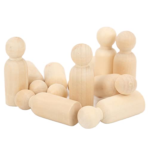 10 Pcs Hölzerne Peg-Puppe, DIY Unvollendete Holzpuppen für Handwerk, Glatt und Sicher, Entwickeln Sie Hand-on-Fähigkeiten, Verwenden Sie Fantasie, Natürlich, Pack von 10, Schima von ZJchao