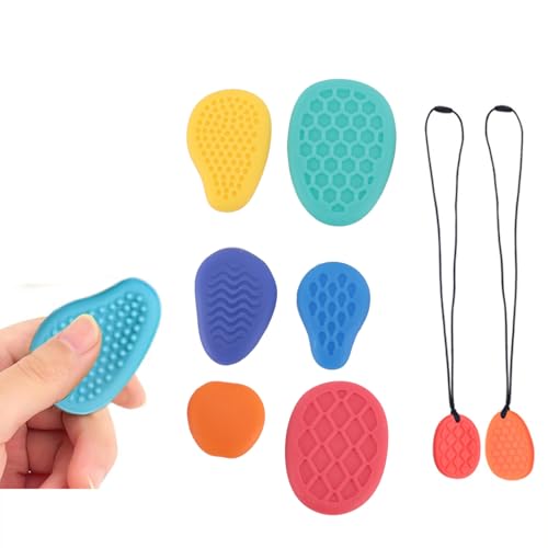 6 Stück Soft-Touch-Sensorsteine, Verschiedene Texturen, Silikon-Sensorsteine (Sensorsteine) für Jungen und Mädchen, mit 6 Leuchtenden Farben, Geeignet für Zuhause, Schule, Büro von ZJchao