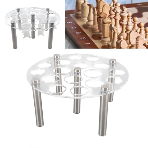 DIY-Schachfigurenhalter aus Aluminium und Acryl, Stabile und Stilvolle Metallstruktur mit 5 Beinen und Runder Platte, Ideal Zum Organisieren von Schachfiguren, 16,5 X 16,5 cm von ZJchao