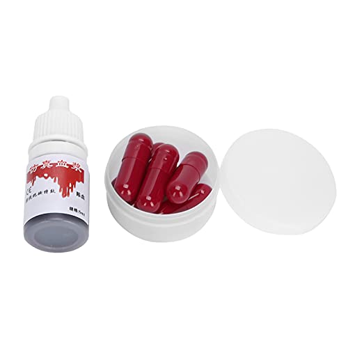 Gefälschte Blutkapseln, Gelatine Blutkapseln mit Kunstblutpuder, Künstlicher Gefälschter Blutfilm Halloween Make-up Geronnenes Blut Gel Kostüm Cosplay Prop Party Trick Zubehör Zubehör von ZJchao