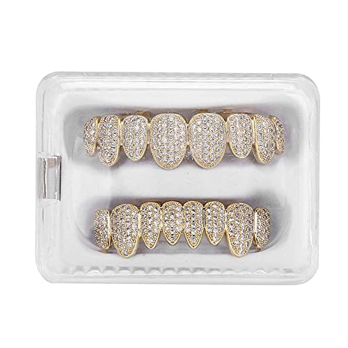 Grillz Zähne, Fake Zahnspange, Grill Zähne Zahnspange Zähne Hip Hop Teeth Grill Set Microset Diamond Braces Umweltfreundliche Messing Galvanik Grill Praktisch zu Verwenden für Halloween von ZJchao