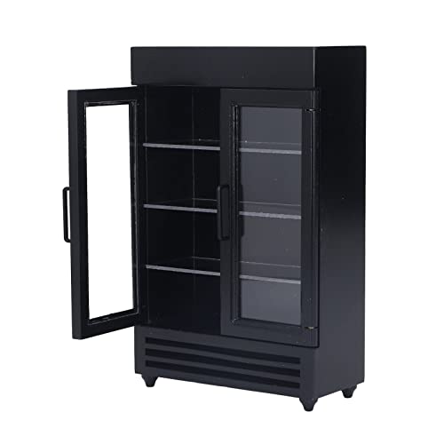 Puppenhaus-Küche, Holz-Puppenhaus-Kühlschrank, Spielzeug-Kühlschrank, Spielzeug-Kühlschrank, Puppenhaus-Möbel, Puppenhaus (Black) von ZJchao