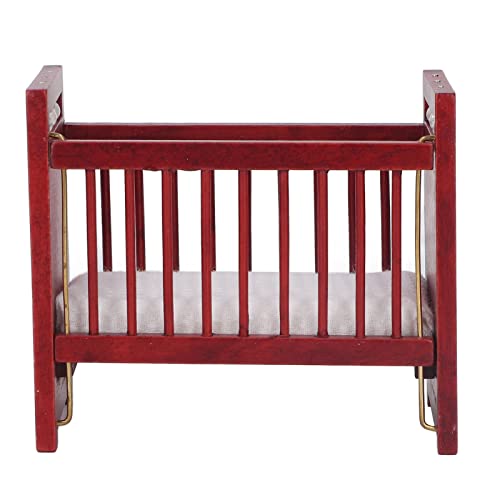 ZJchao 1/12 Skala Dollhouse Crib Miniatur Doll House Toys Dollhouse Möbel mit Eichenmaterial für Dollhouse Dekoration (Rosenholzfarbe) von ZJchao