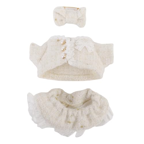 ZJchao 17 cm Kleidung aus Polyester, Zartes, Stilvolles Oberteil, Hose und Schleifendekor, Outfit-Set für Spielabenteuer und Fantasievolles Spielen (White) von ZJchao