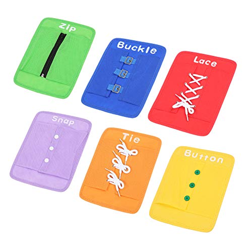 ZJchao 6pcs Lernbrett Spielzeugset Montessori -Busy -Board für Kleinkinder mit Reißverschlussschnalle Krawatte Spitze Schnappknopf Feinmotorik Aktivität Spielzeug von ZJchao