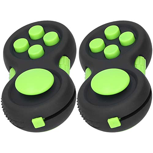 ZJchao 9-in-1-Zappel-Pad für Erwachsene mit 9 Funktionen Joystick Flip Scroll Click Massage Stress Relief Toy für Angst ADHS ADHS ADHEN (Schwarz Grün) von ZJchao