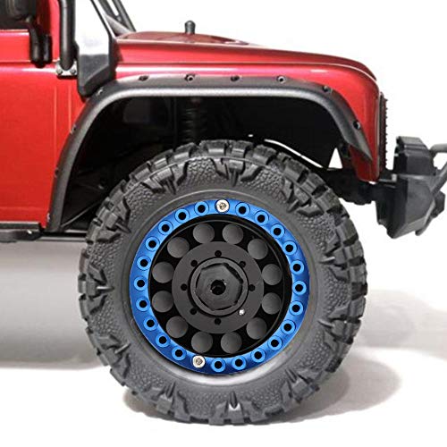 ZJchao Aluminium Beadlock Wheel Rims, 4pcs 1,9 Zoll Aluminium Beadlock Wheel Rims Hubs RC Rad Hub Beadlock Wheel SCX24 Felgen für SCX10 1/10 RC Crawler Car (Schwarz Blau) von ZJchao