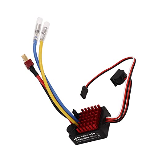 Brushed Esc, RC Esc Wasserdichter Elektronischer Geschwindigkeitsregler AJL 6860 RTR RC Car Brushed Esc 60A Bürstenloser Motor und Esc für 1/10 RC Car Boat Tank-Modelle von ZJchao